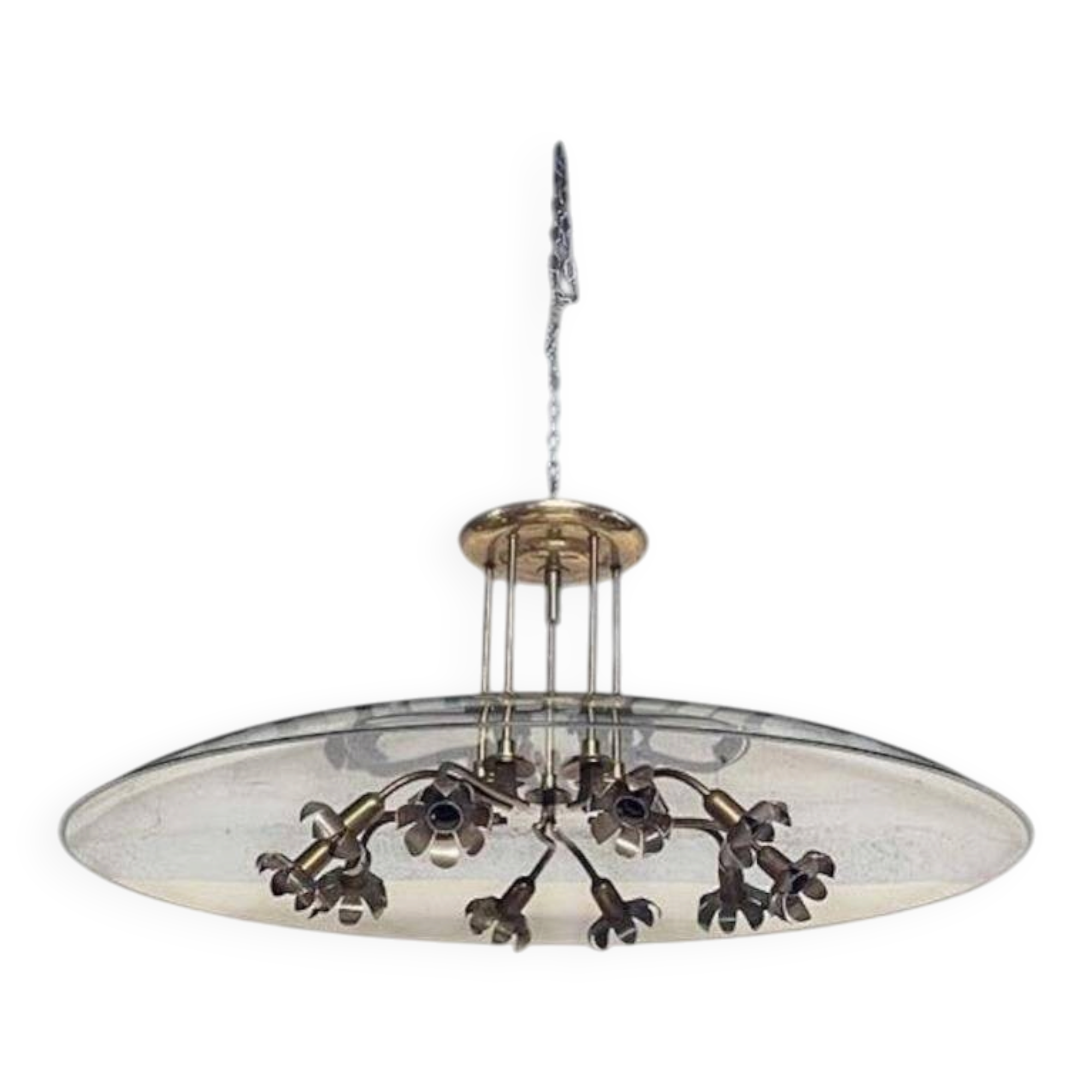Chandelier in glass and brass attributed to Pietro Chiesa for Fontana Arte, 1940s.