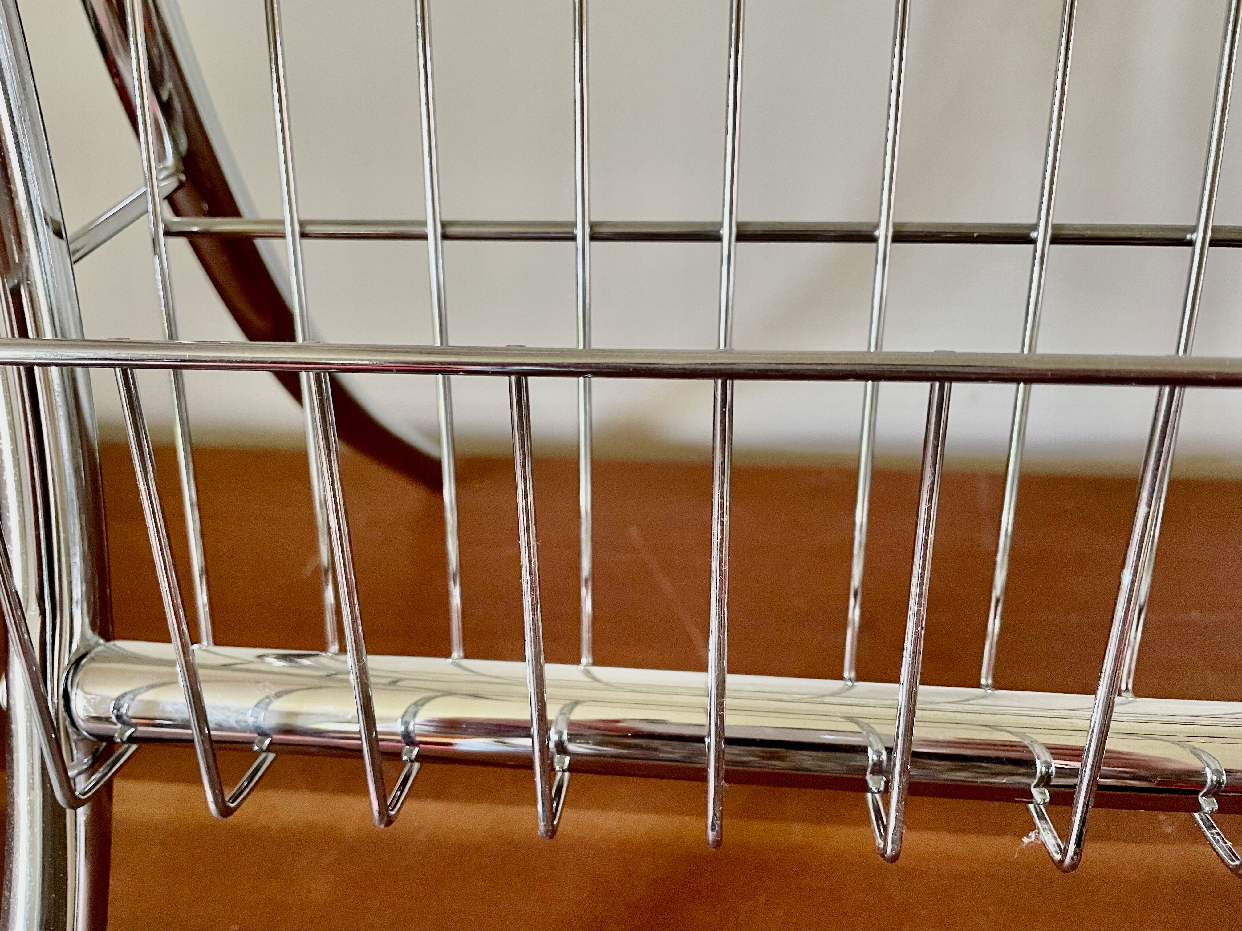 End of sofa magazine holder chrome 1970