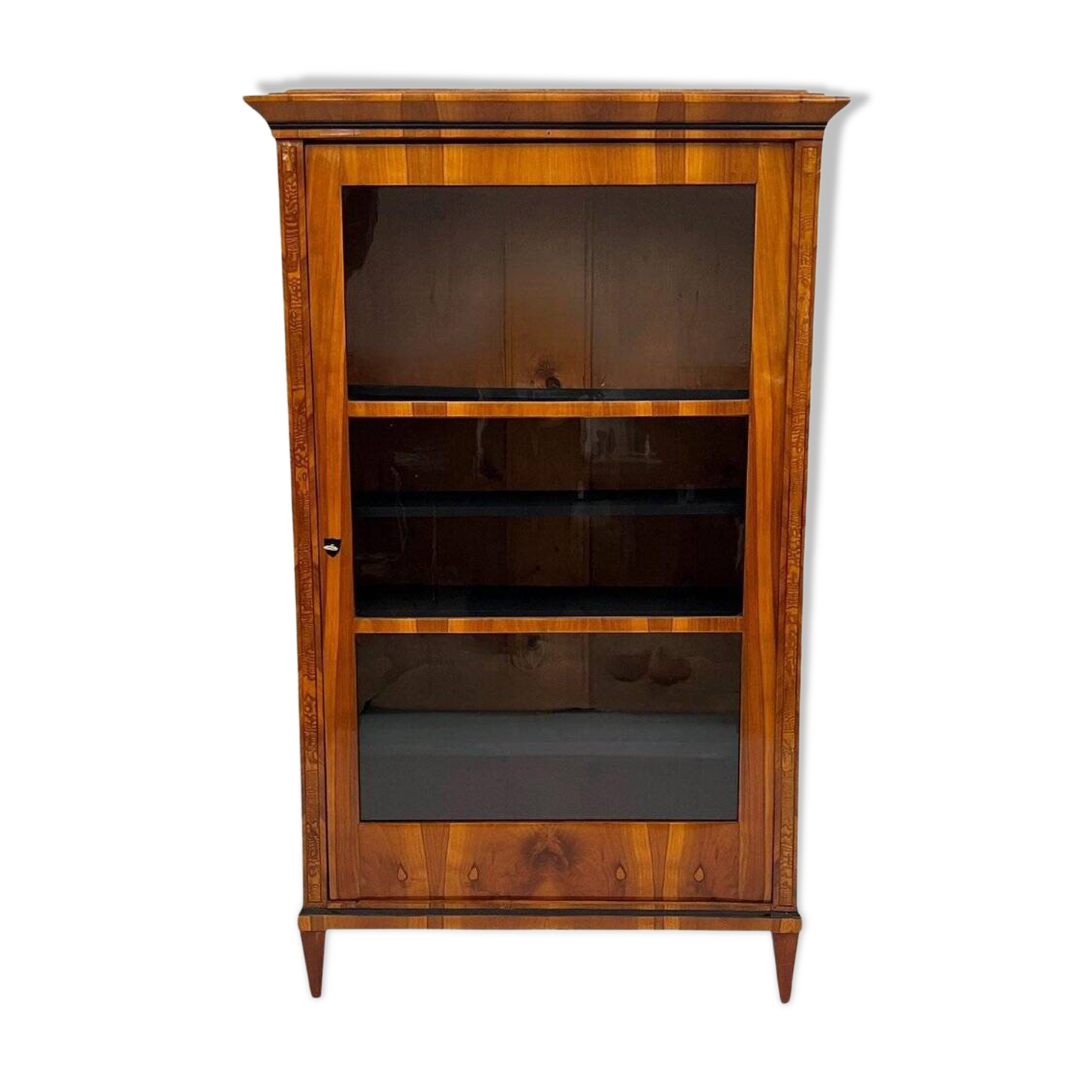 Biedermeier Display Cabinet in Cherry Veneer, Ash Burl, Austria, 1820s