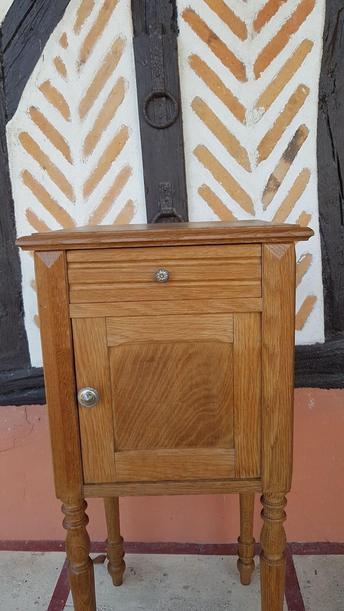 Old bedside nightstand solid oak