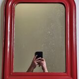 Vintage Louis Philippe style table mirror in Basque red 48 cm x 61 cm