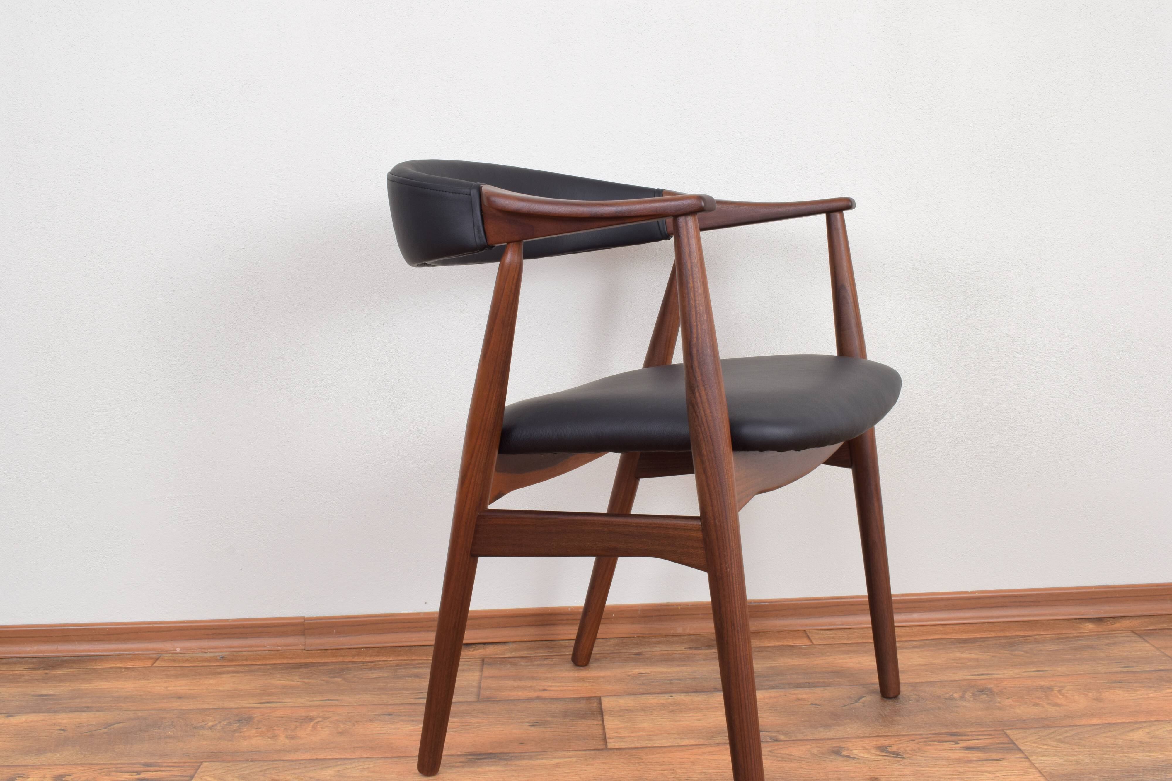 Danish Teak & Leather Armchair by Th. Harlev for Farstrup Møbler