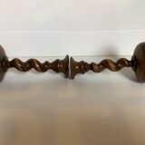 Pair of twisted turned wood candlesticks