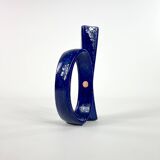 Modernist vase in blue glazed ceramic, design Roberto Rigon for Bertoncello, circa 1970
