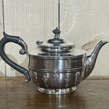 English tea and coffee set in silver metal early twentieth century with sugar bowl and milk pot