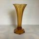Old flower-shaped vase, moulded yellow glass, Art Deco.