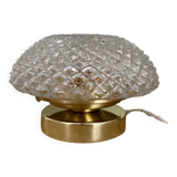 Vintage diamond-point glass globe table lamp