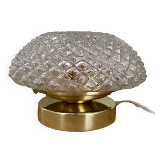 Lampe à poser globe vintage en verre pointe de diamant
