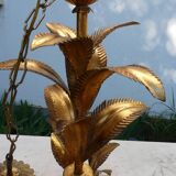Hans Kogl palm tree chandelier in gilded metal, 3-light palm tree