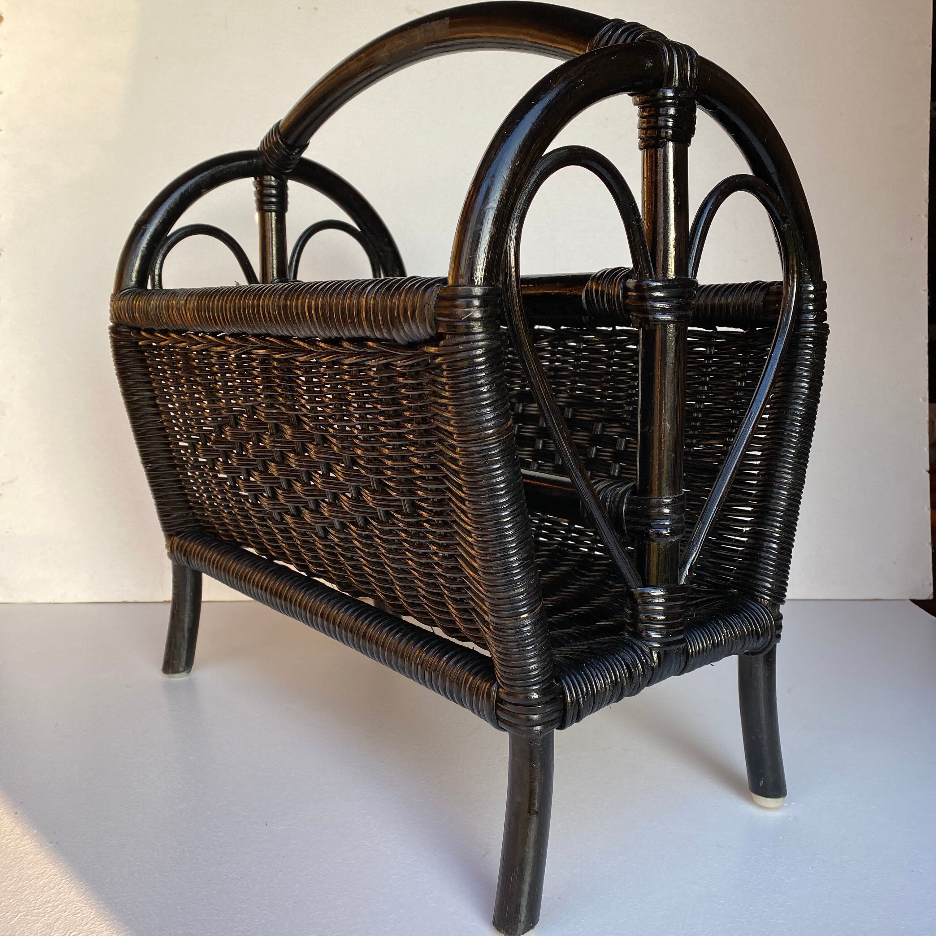 Vintage rattan magazine rack