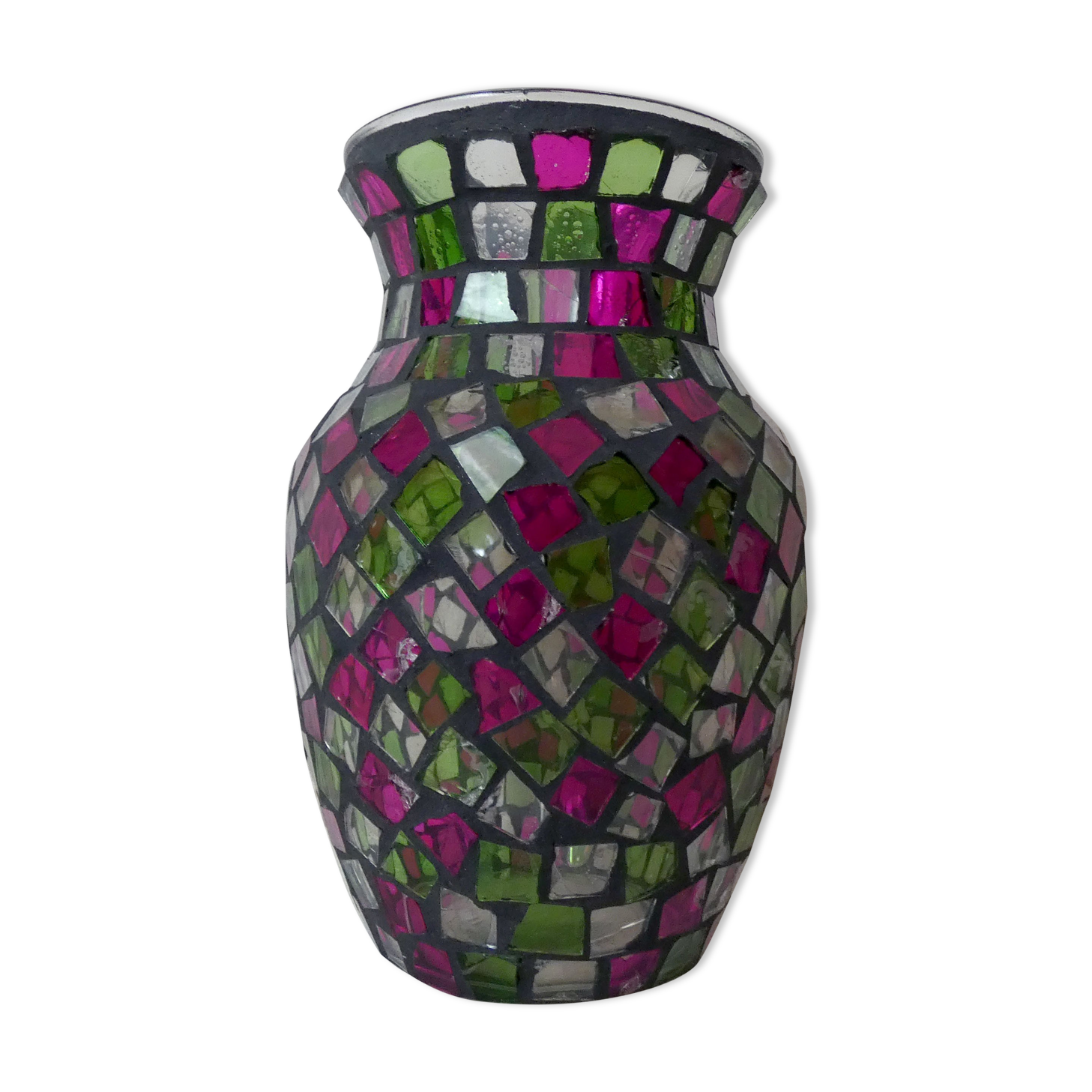 Vase vitrail à facettes vintage