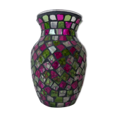 Vase vitrail à facettes vintage