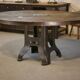 Industrial cable reel table with cast iron base, 1950s