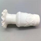 Pair of small antique white opaline fairground vases, vintage, french