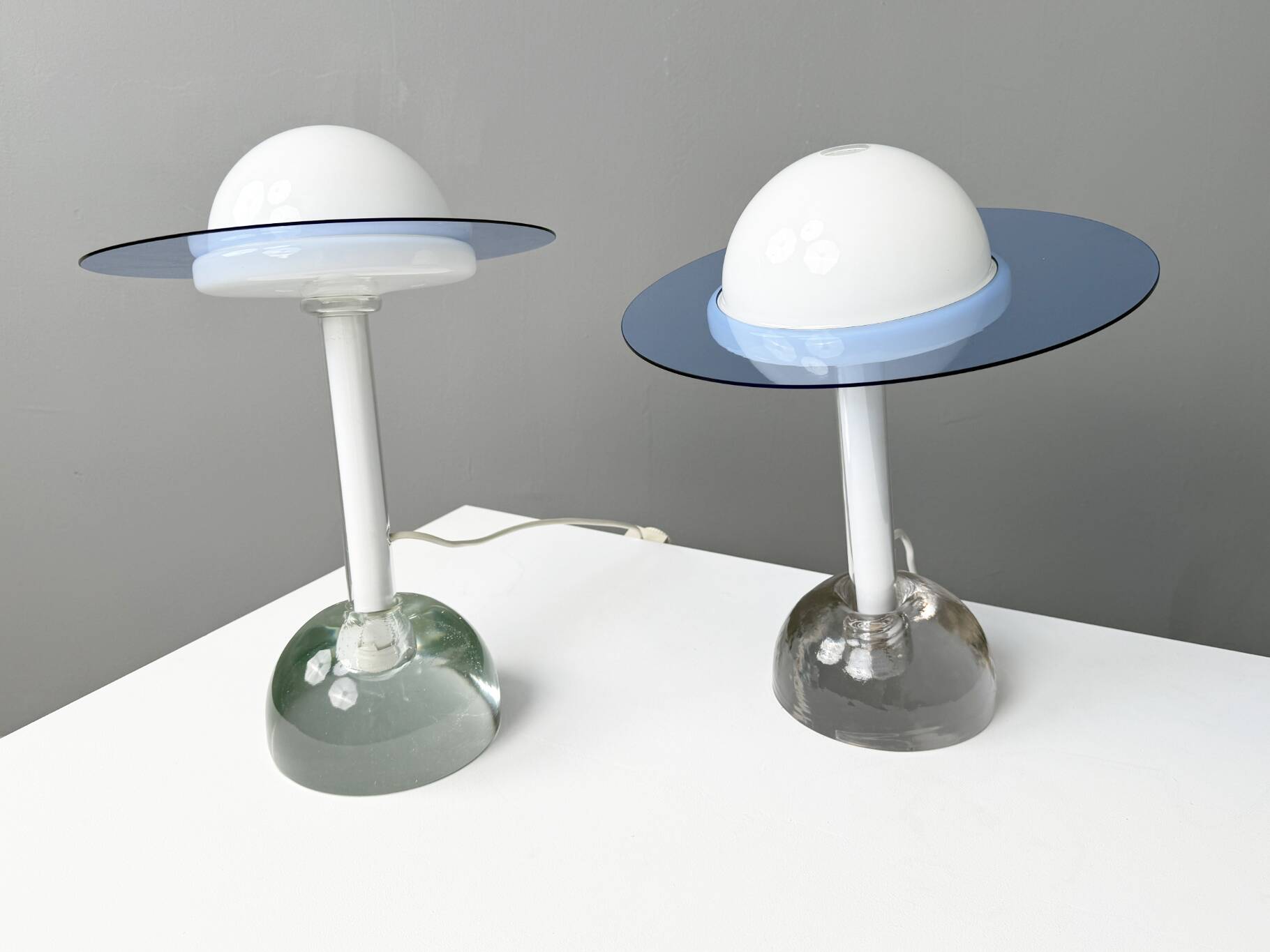 Pair of "Plutone" glass table lamps, model 2701, by Daniela Puppa for Fontana Arte, Italy, 1981