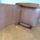 Scandinavian brown skai and wood armchair