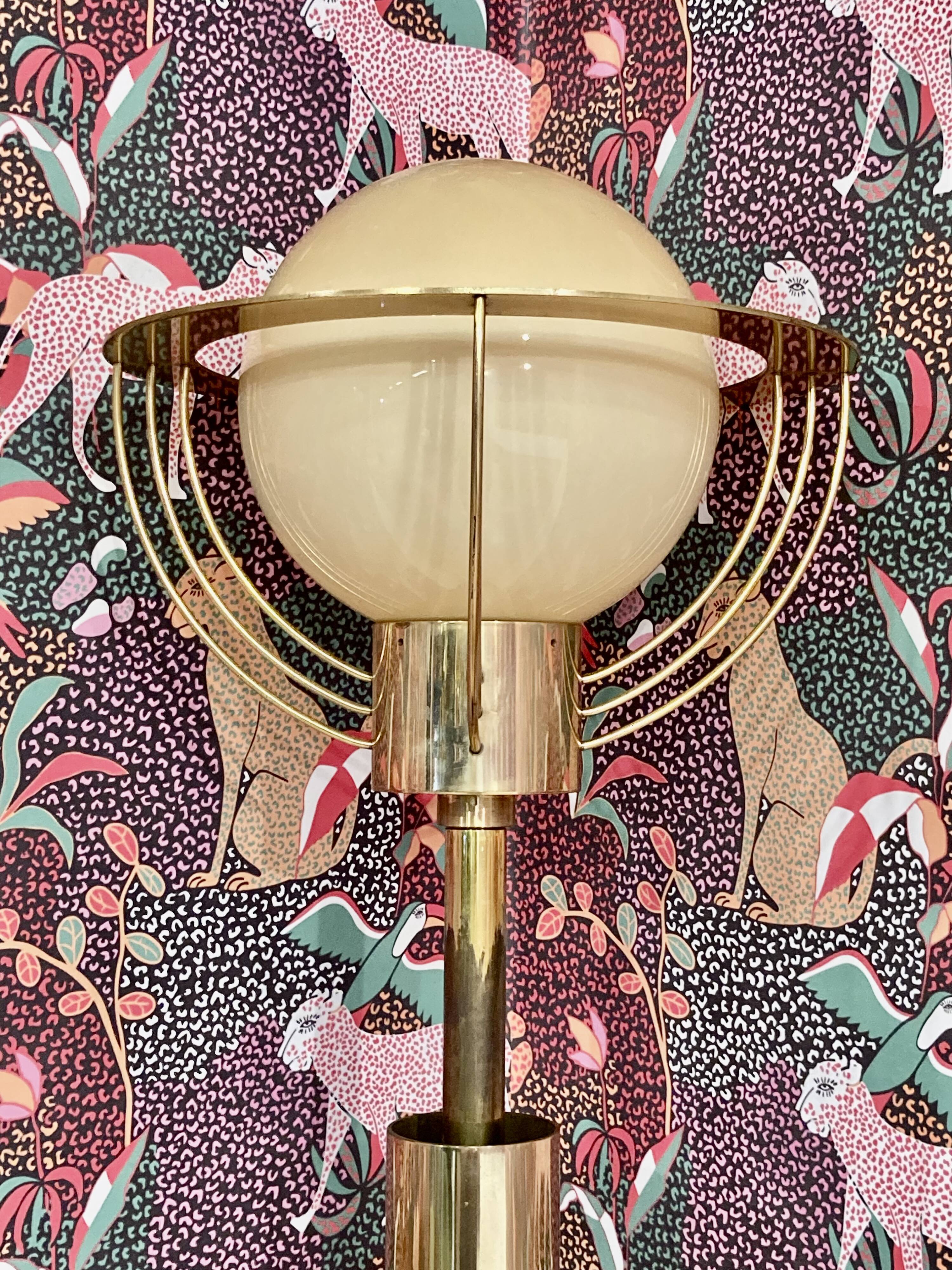 Lampadaire américain en verre et métal, 1950