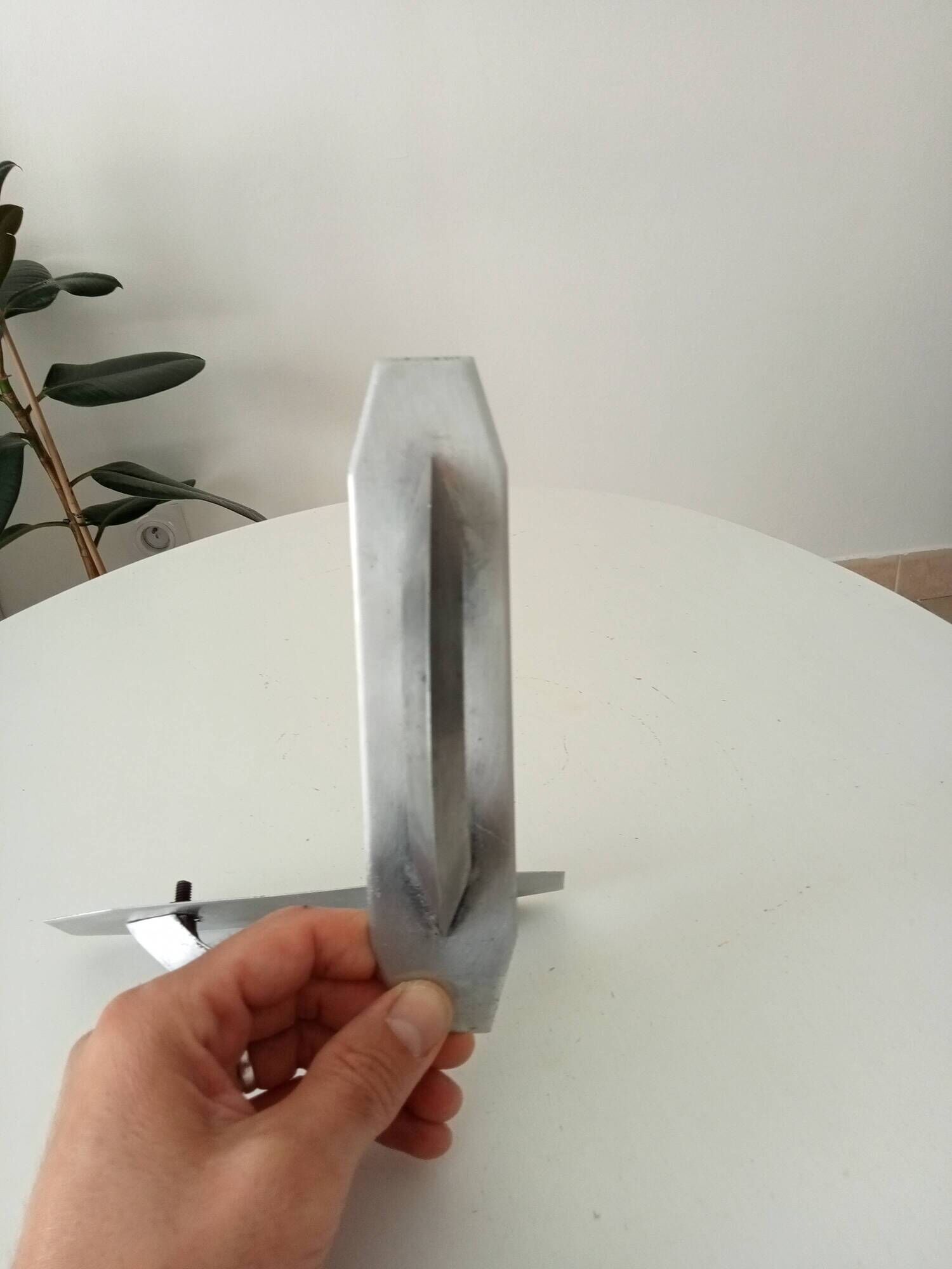 Pair of vintage brushed aluminum furniture handles