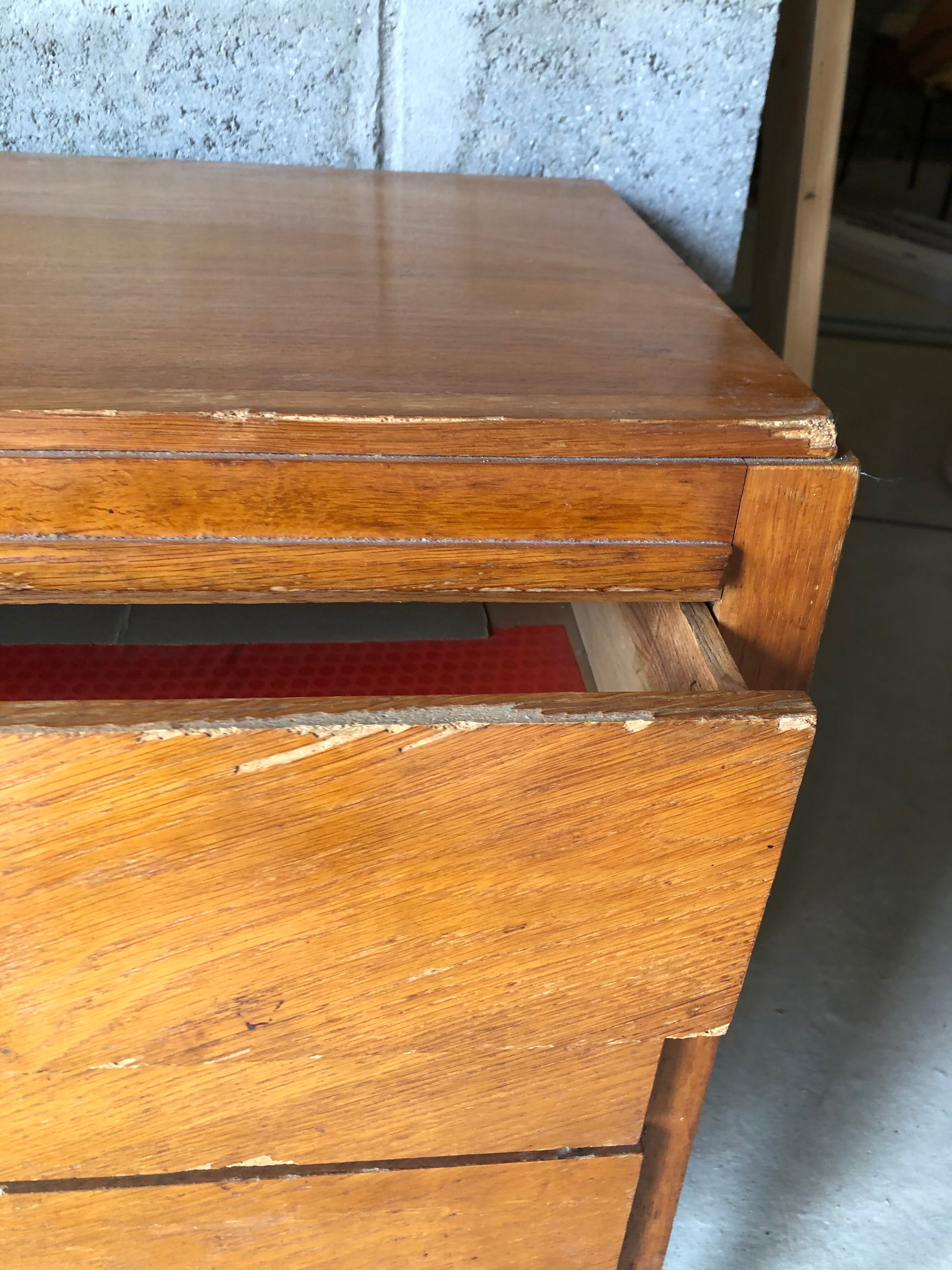 Vintage chest of drawers light oak compass feet