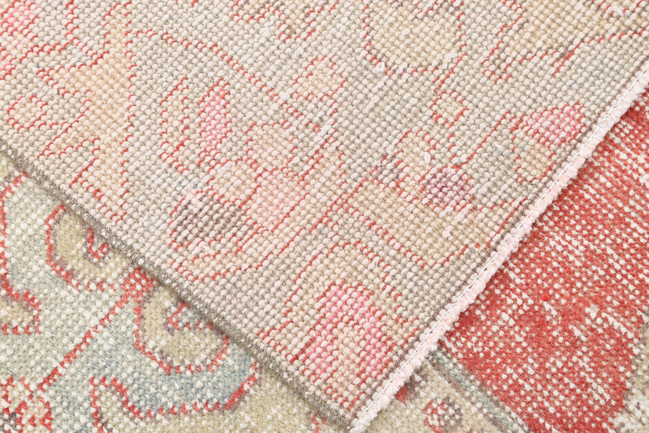 3x6 red and beige wool turkish rug 198x112cm