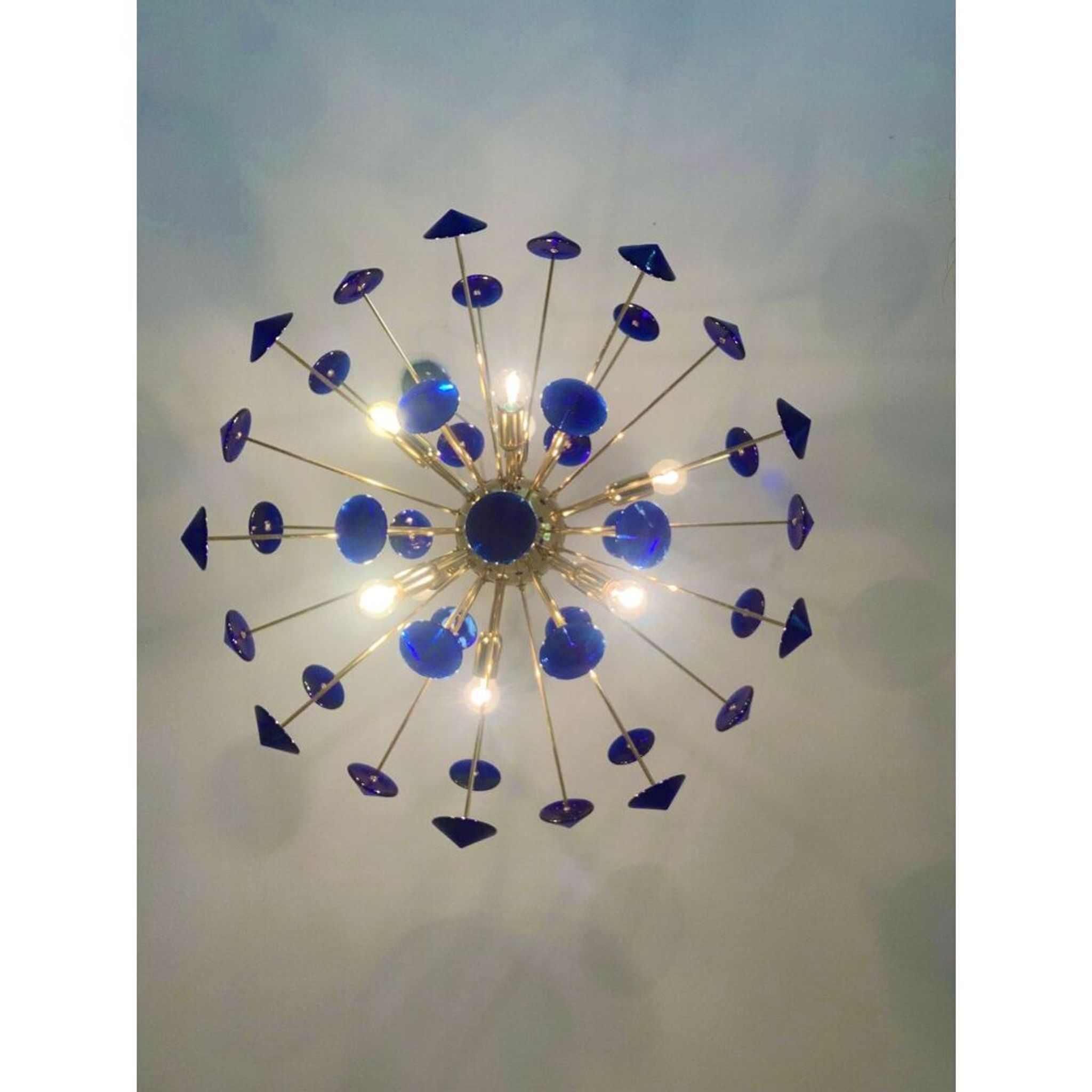 Lustre ovale en verre de Murano bleu « coni » spoutnik