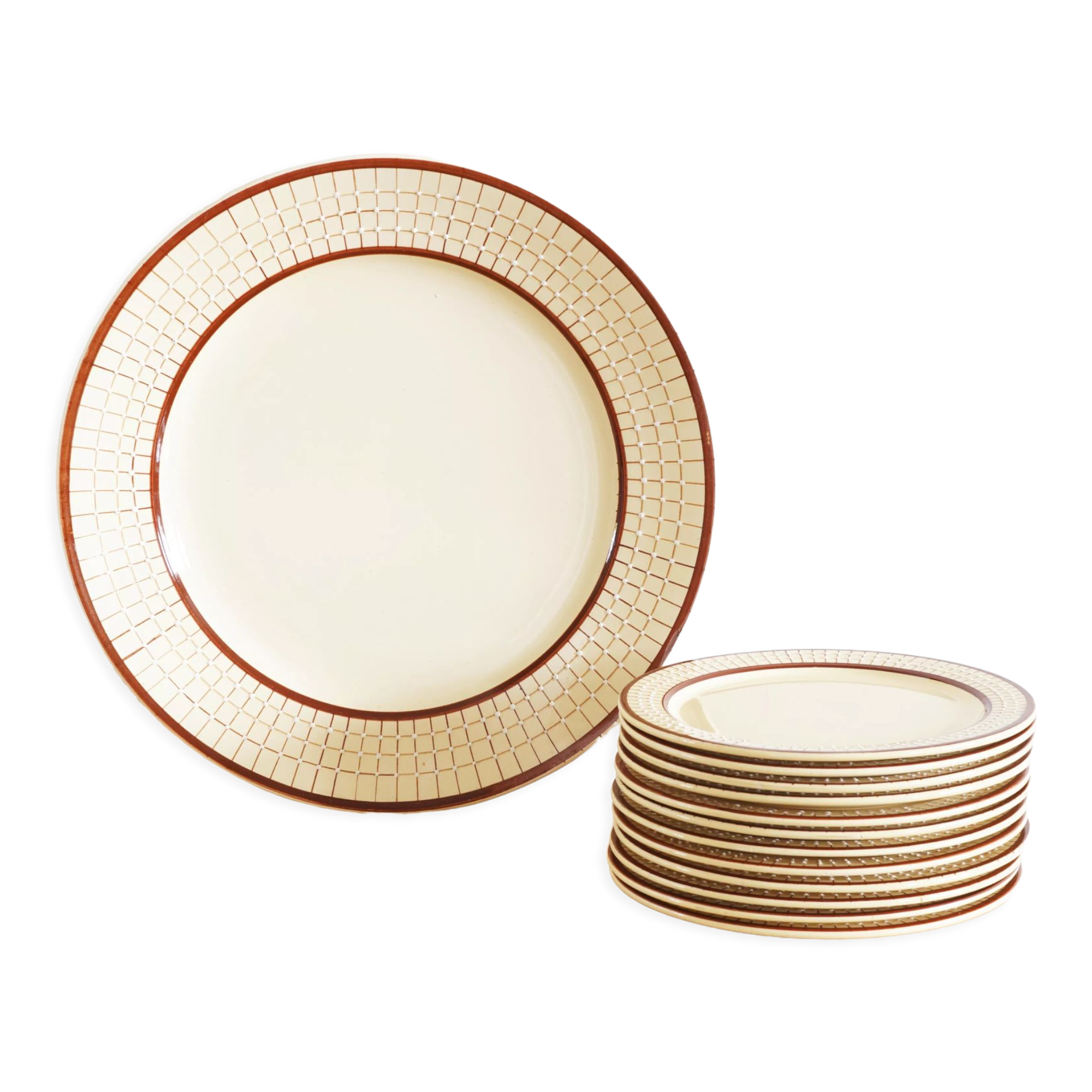 Dessert service 12 plates and tiled pie dish