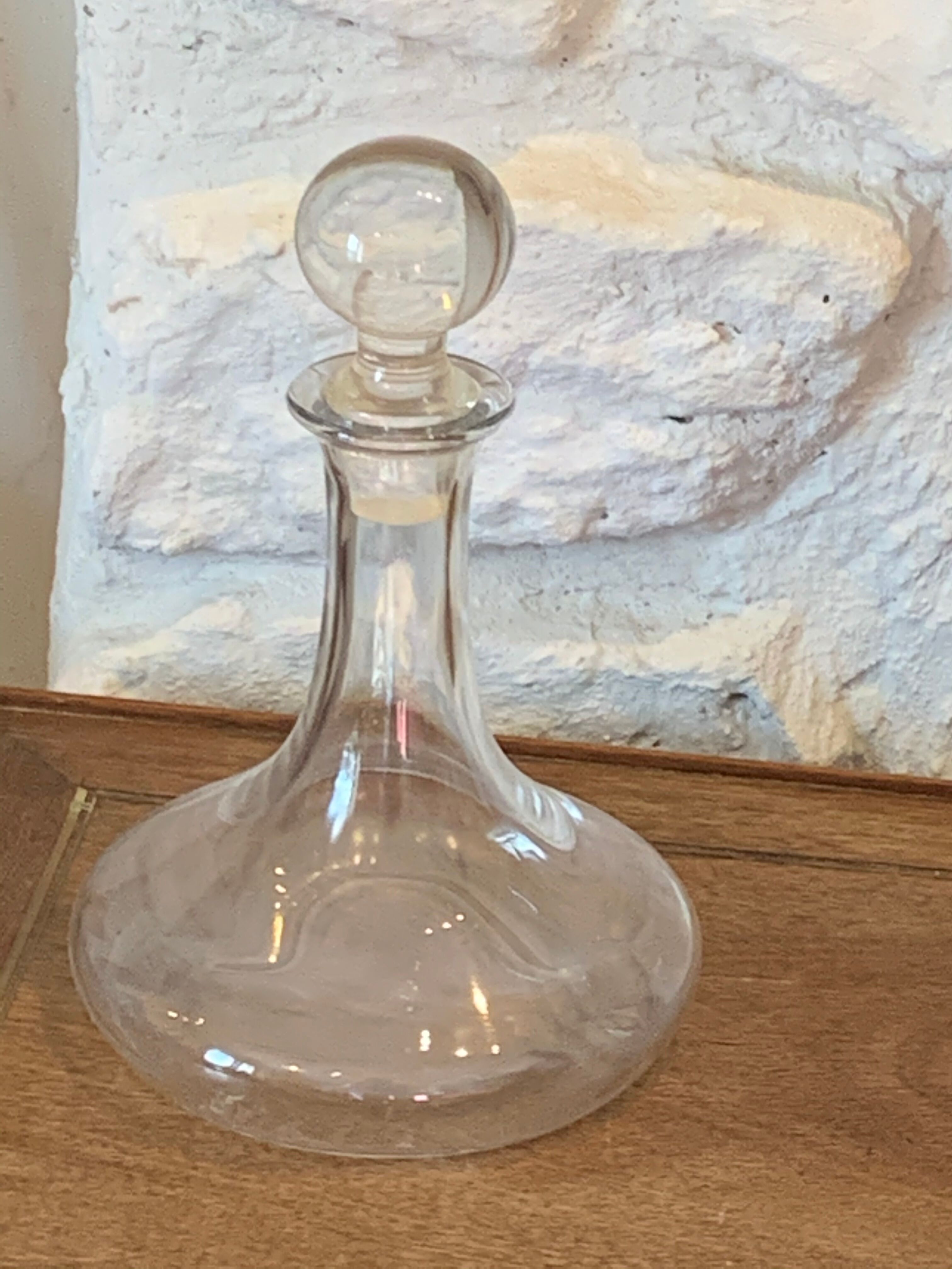 Wine carafe to decant and its vintage glass ball cap