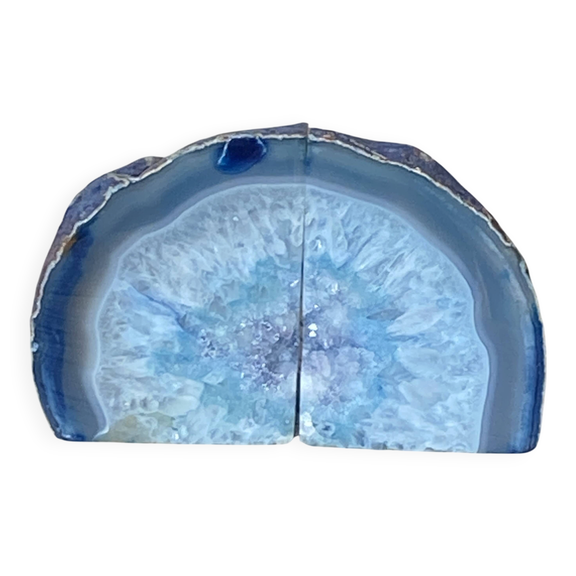 Serre-livre, géode, agate bleue