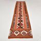 Orange & Brown Vintage Kilim Runner Rug, Oriental Pattern Hallway Carpet