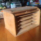 Oak curtained desk organizer circa 1930