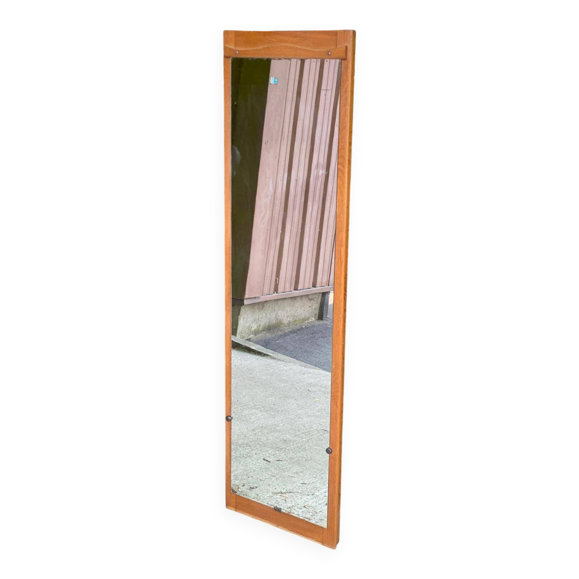 Vintage Scandinavian mirror in solid oak 42x148.
