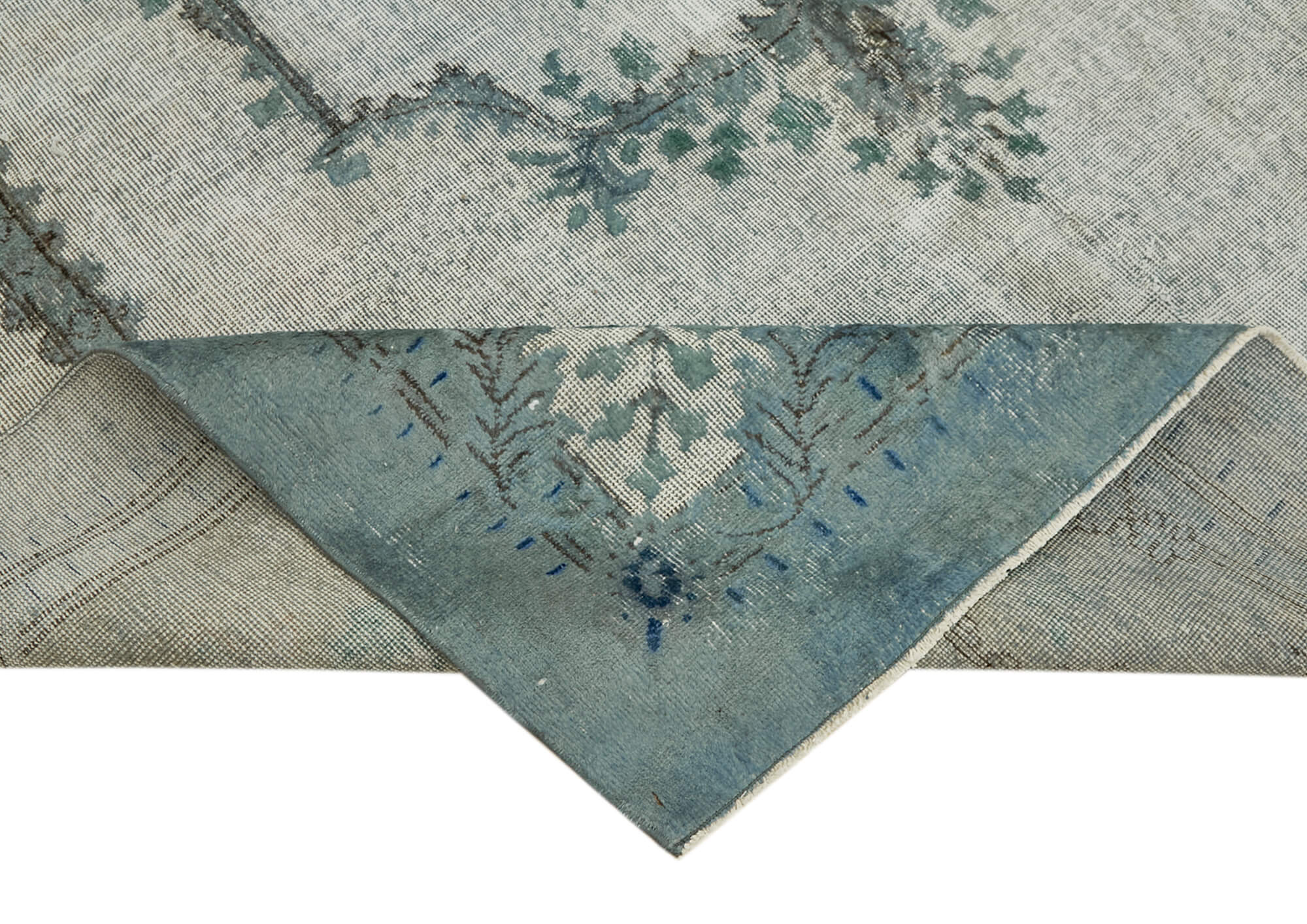 Hand-Knotted Antique Turkish 1970s 220 cm x 310 cm Blue Carpet