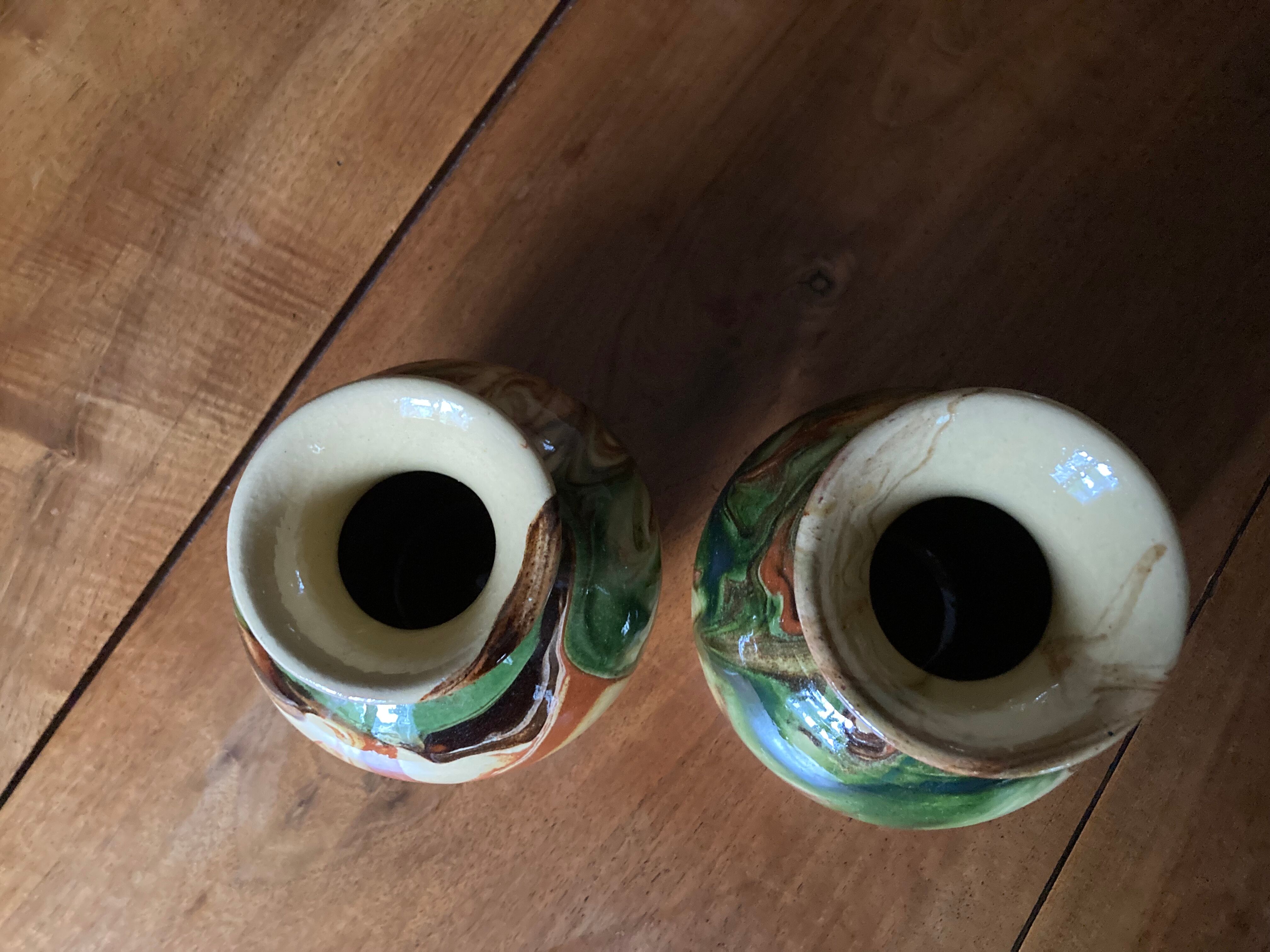 Flamed terracotta vases