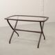 Italian Design Wooden Scissor Frame Side Table with Glass Top. Italy, 1950s