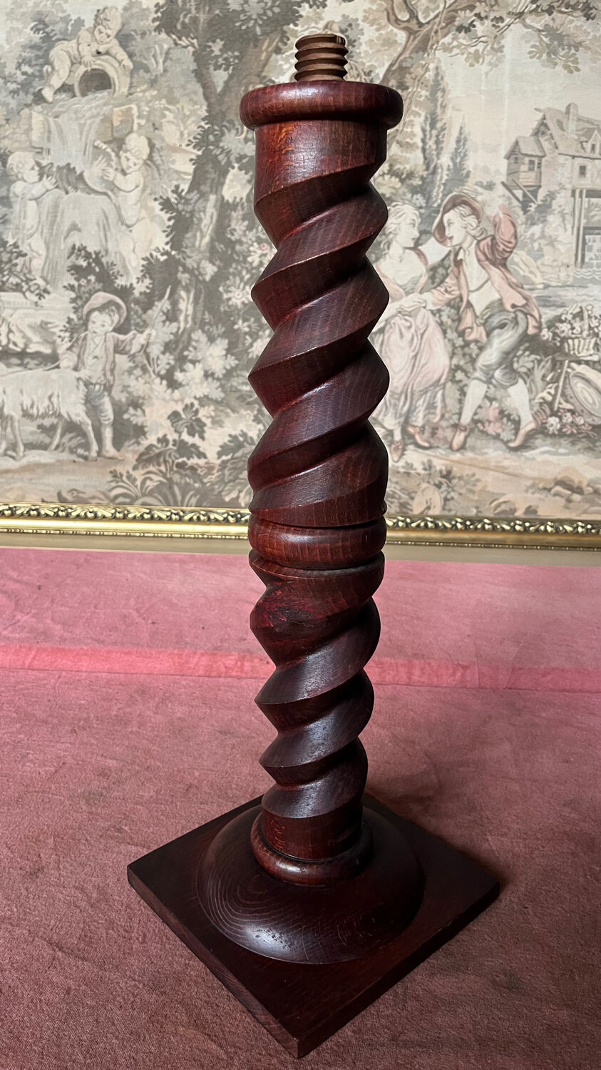 Pied de lampadaire bois tourné années 50