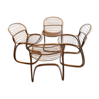 Suite of 4 suspended chairs Chromées Modele Sabrina by Gastone RINALDI