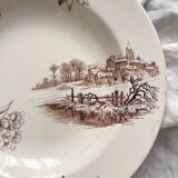 Deep ironstone plate "Cherry Tree" Creil and Montereau