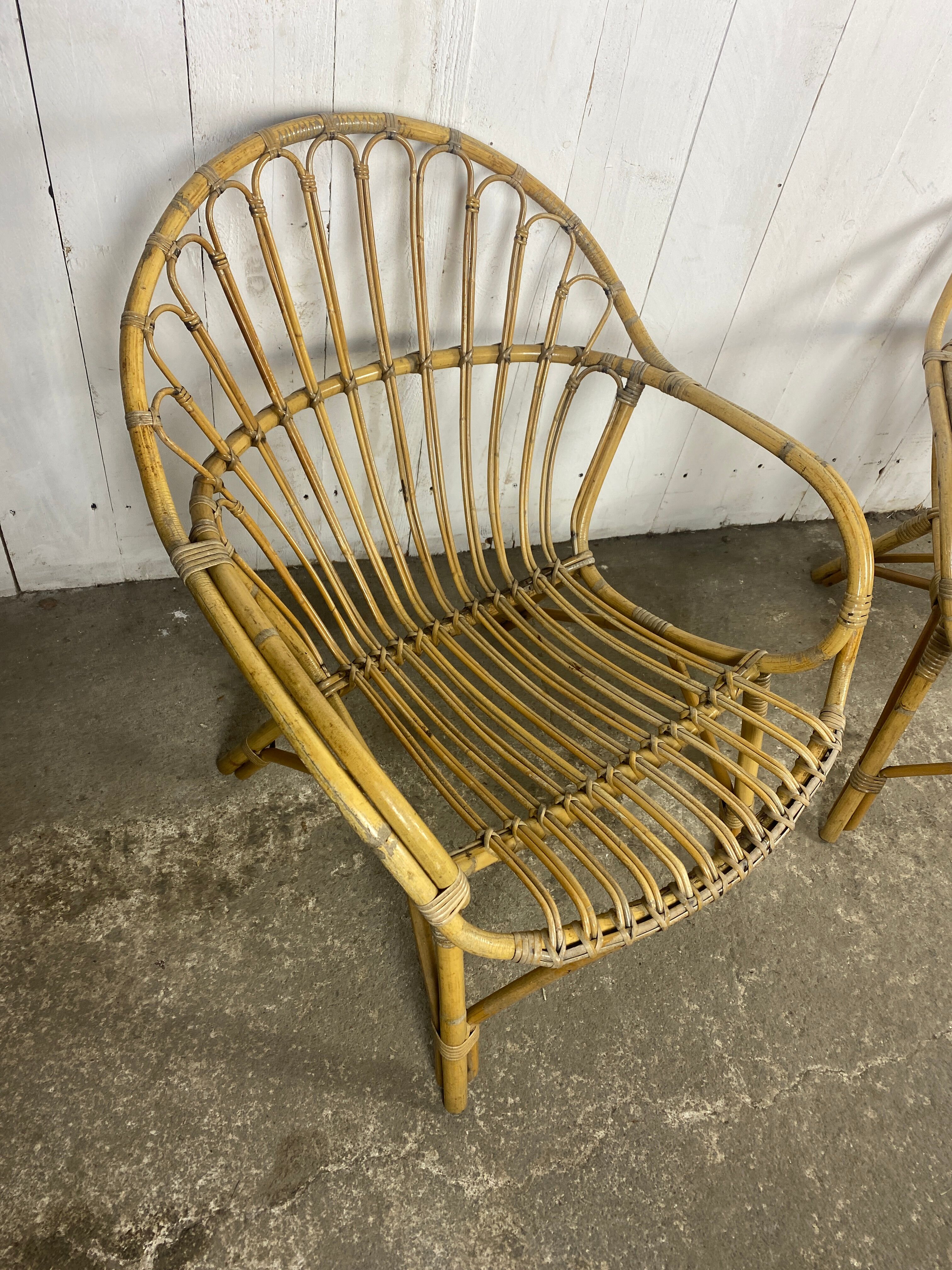 Paire de fauteuils rotin