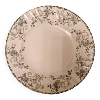 Antique ironstone plate with flower decoration, Longwy "Rejane" service