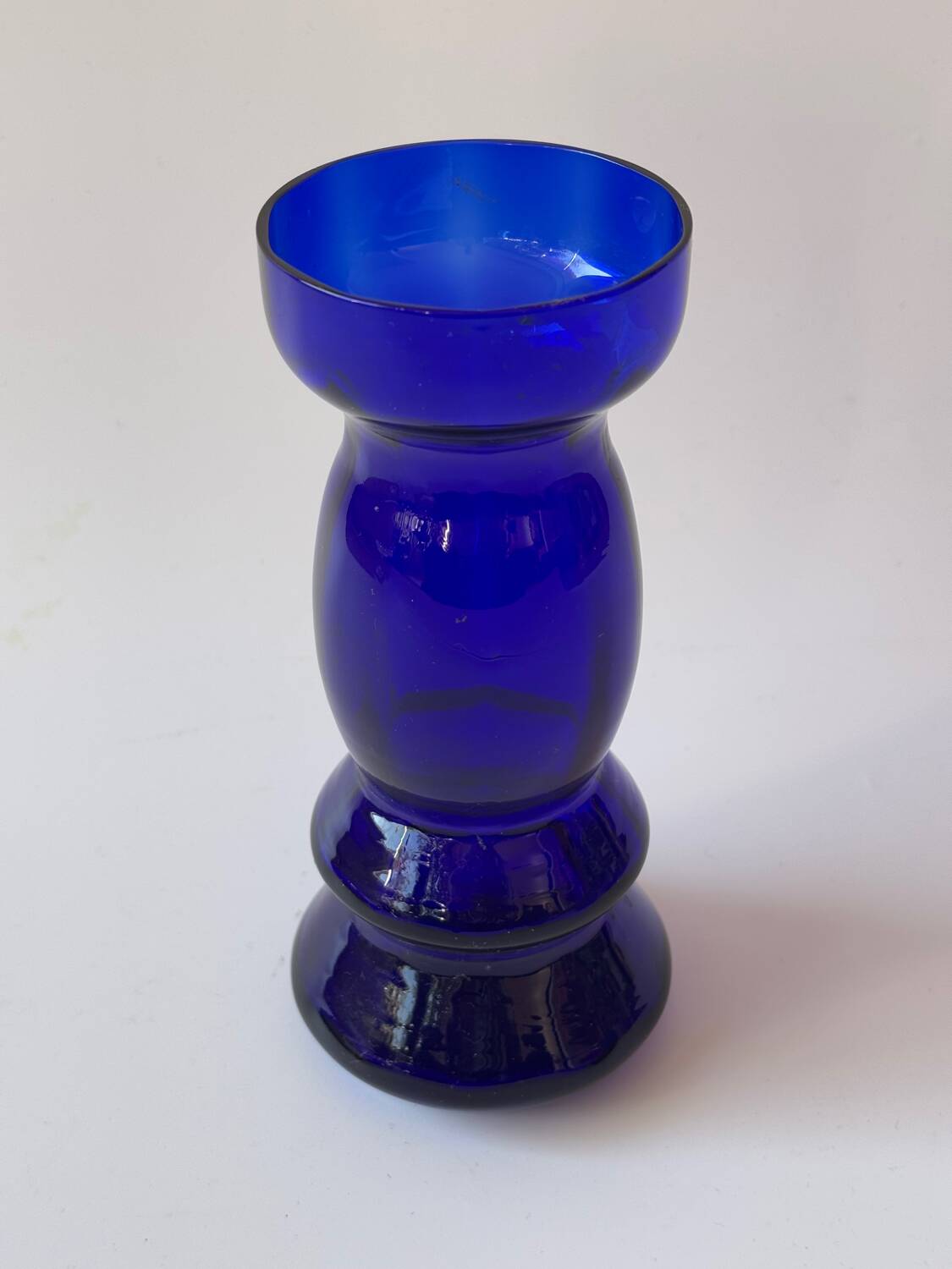 Cobalt blue blown glass vase 17.5cm
