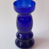 Vase en verre soufflé bleu cobalt 17,5cm