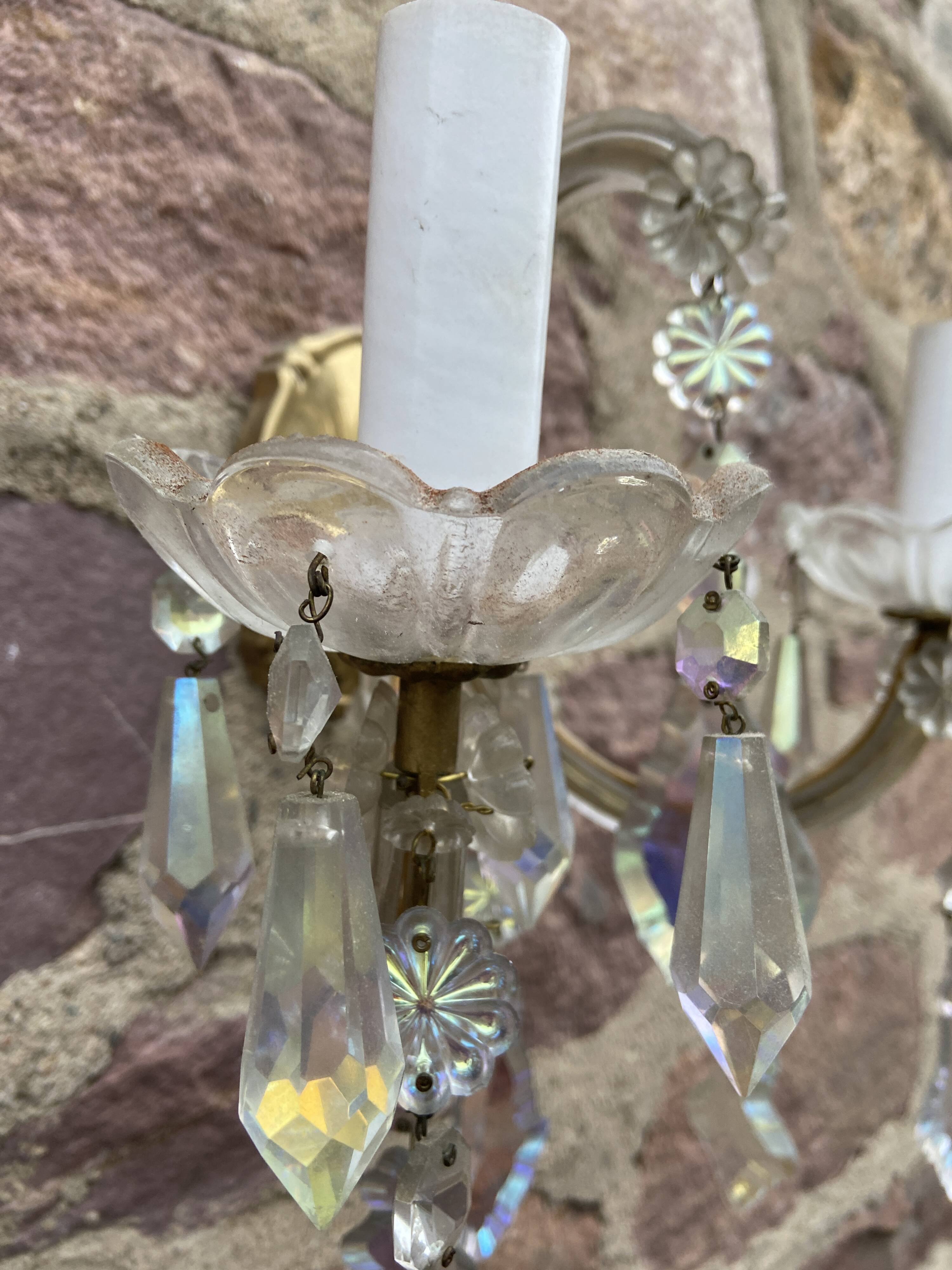 2 Venetian crystal sconces wall lights Marie-Thérèse old rococo