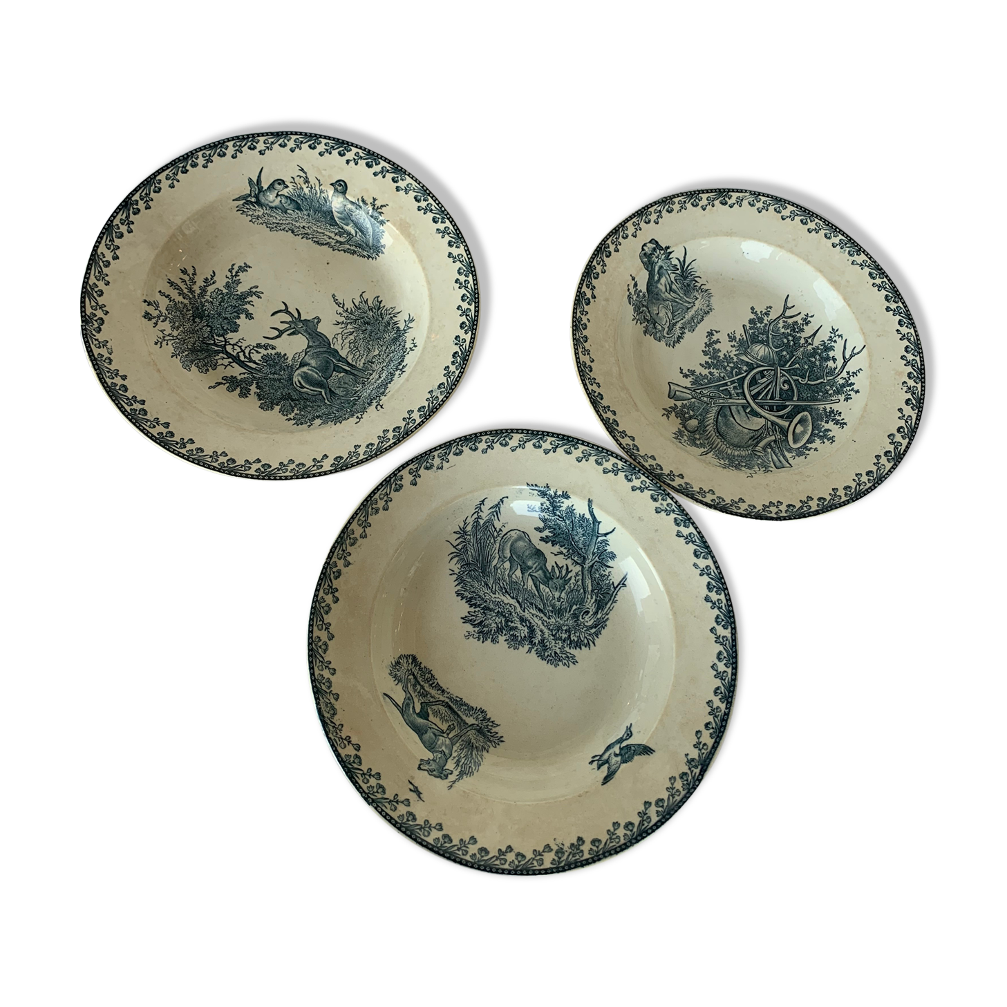 3 assiettes thème chasse par Pexonne