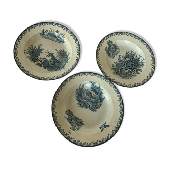 3 assiettes thème chasse par Pexonne