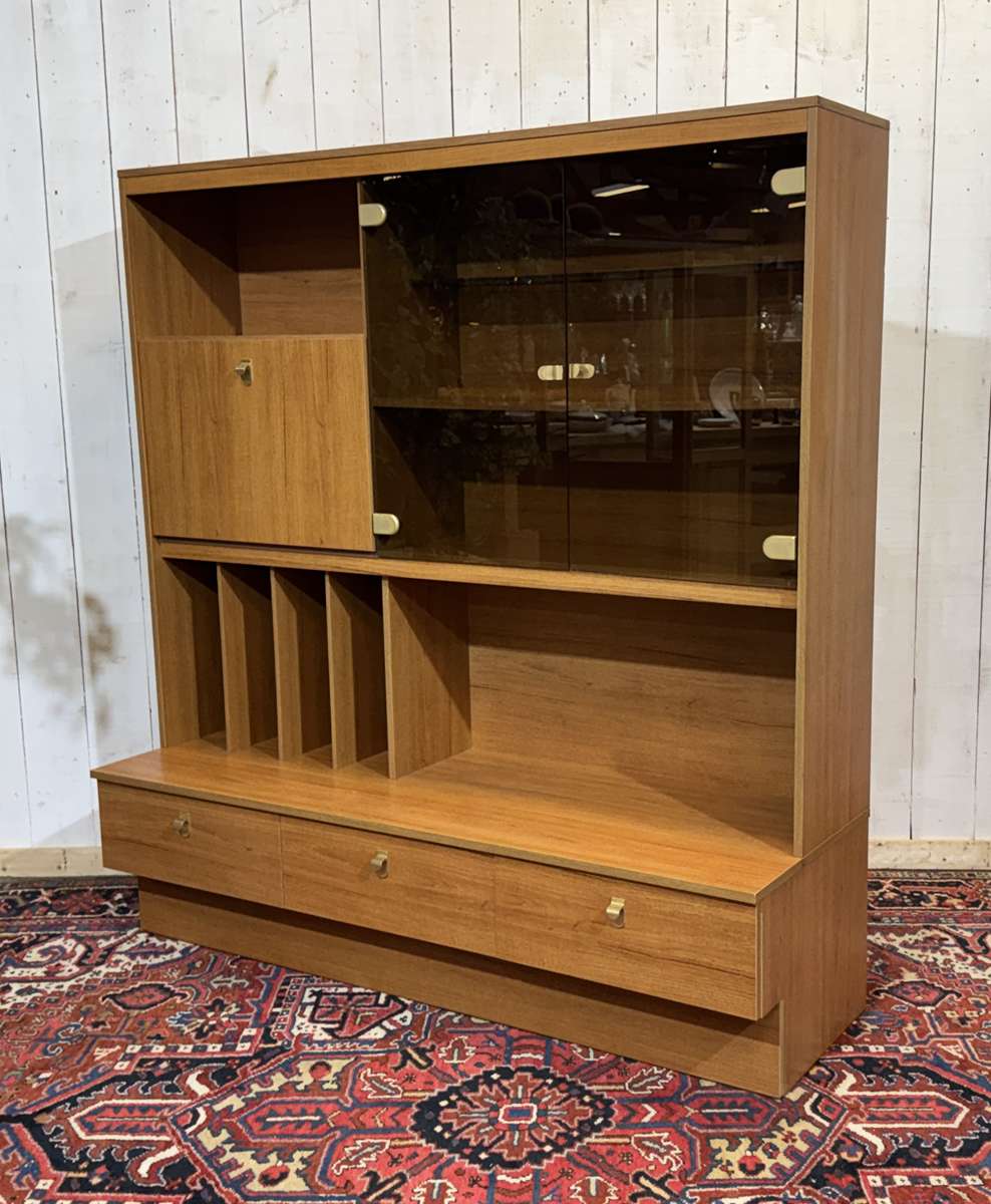 Teak veneer buffet bar from the 1980s.