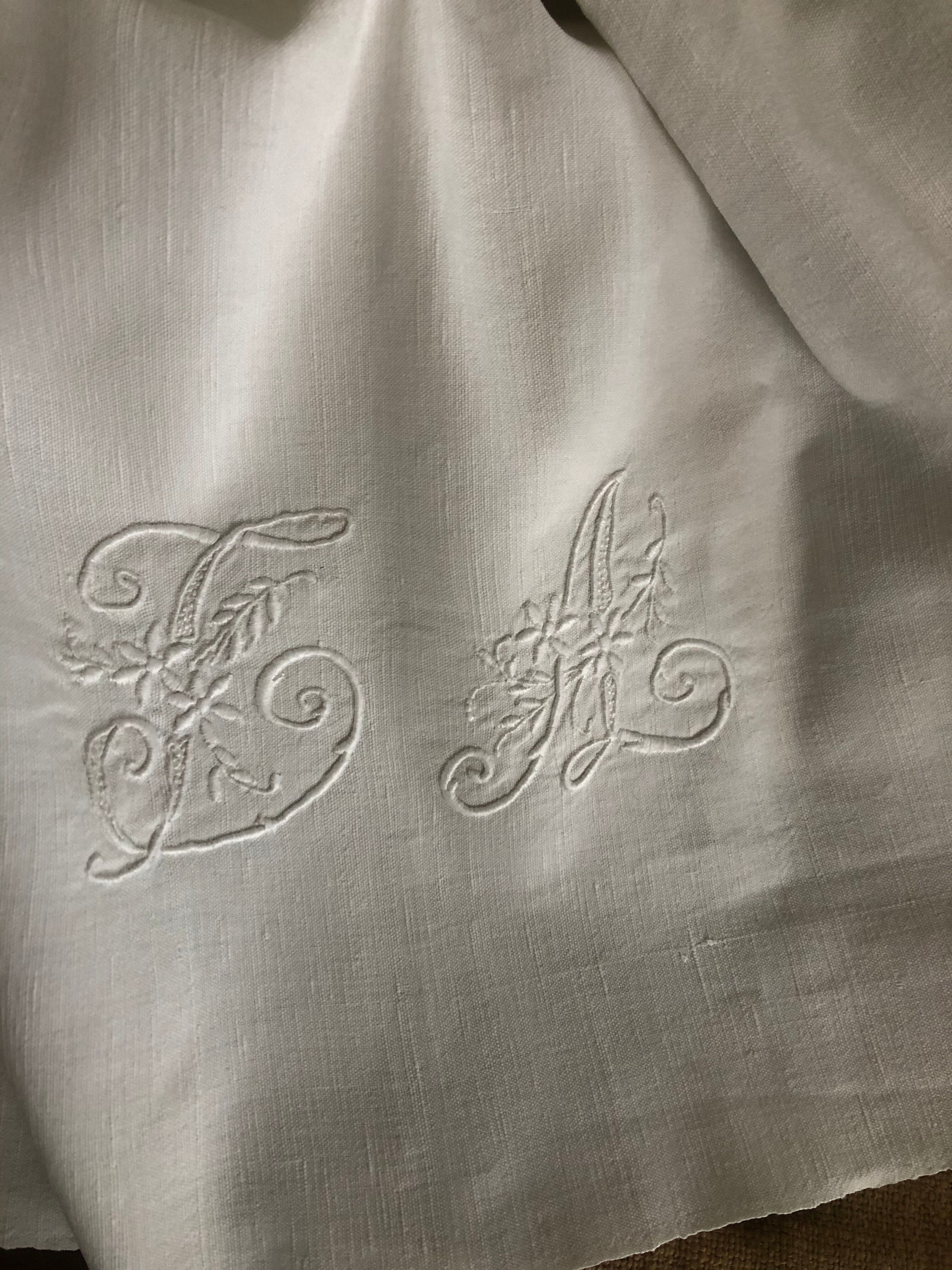 Old hemp cloth, MONOGRAM TA