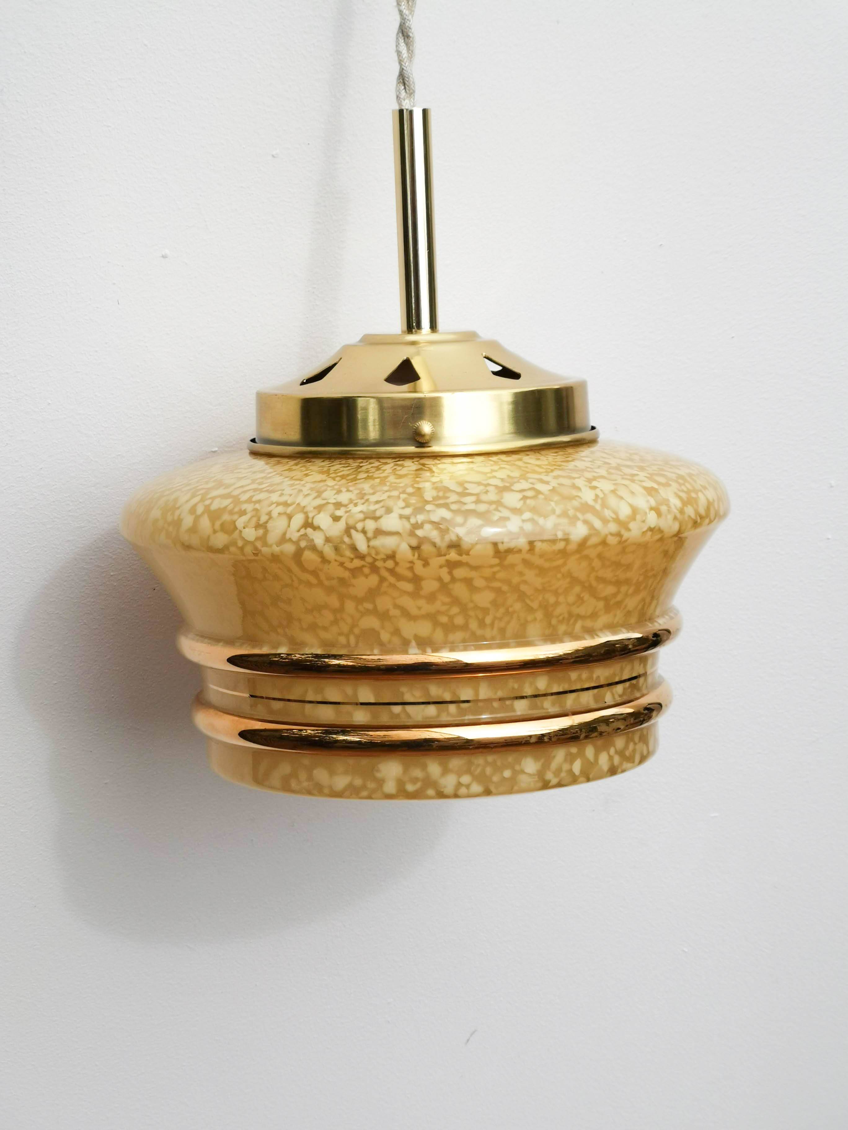 Yellow and gold clichy glass pendant light