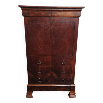 Louis Philippe secretary in oak and burr walnut