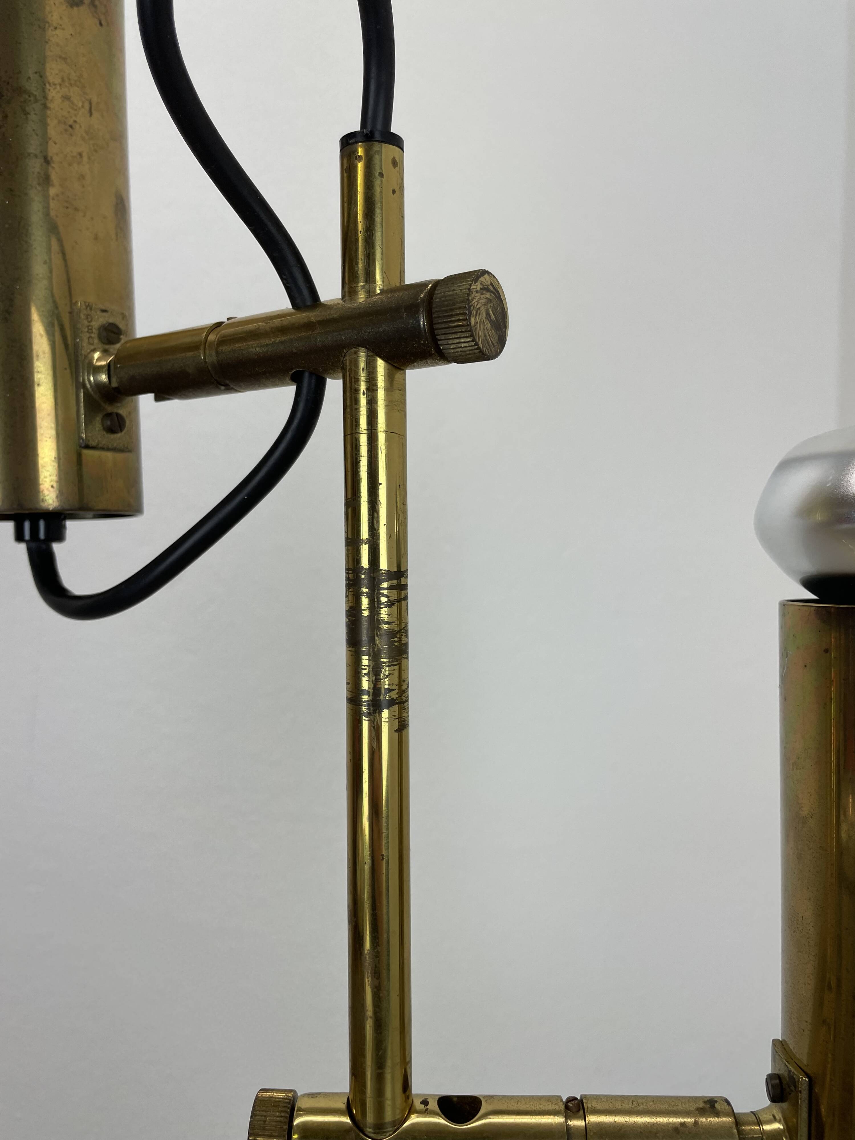 Unique 3-spot brass ceiling light koch and lowy style omi lighting germany, 1970