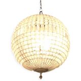 Crystal and bronze chandelier, spherical crystal suspension